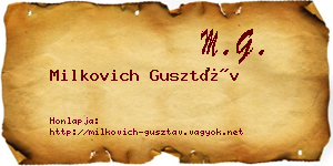 Milkovich Gusztáv névjegykártya